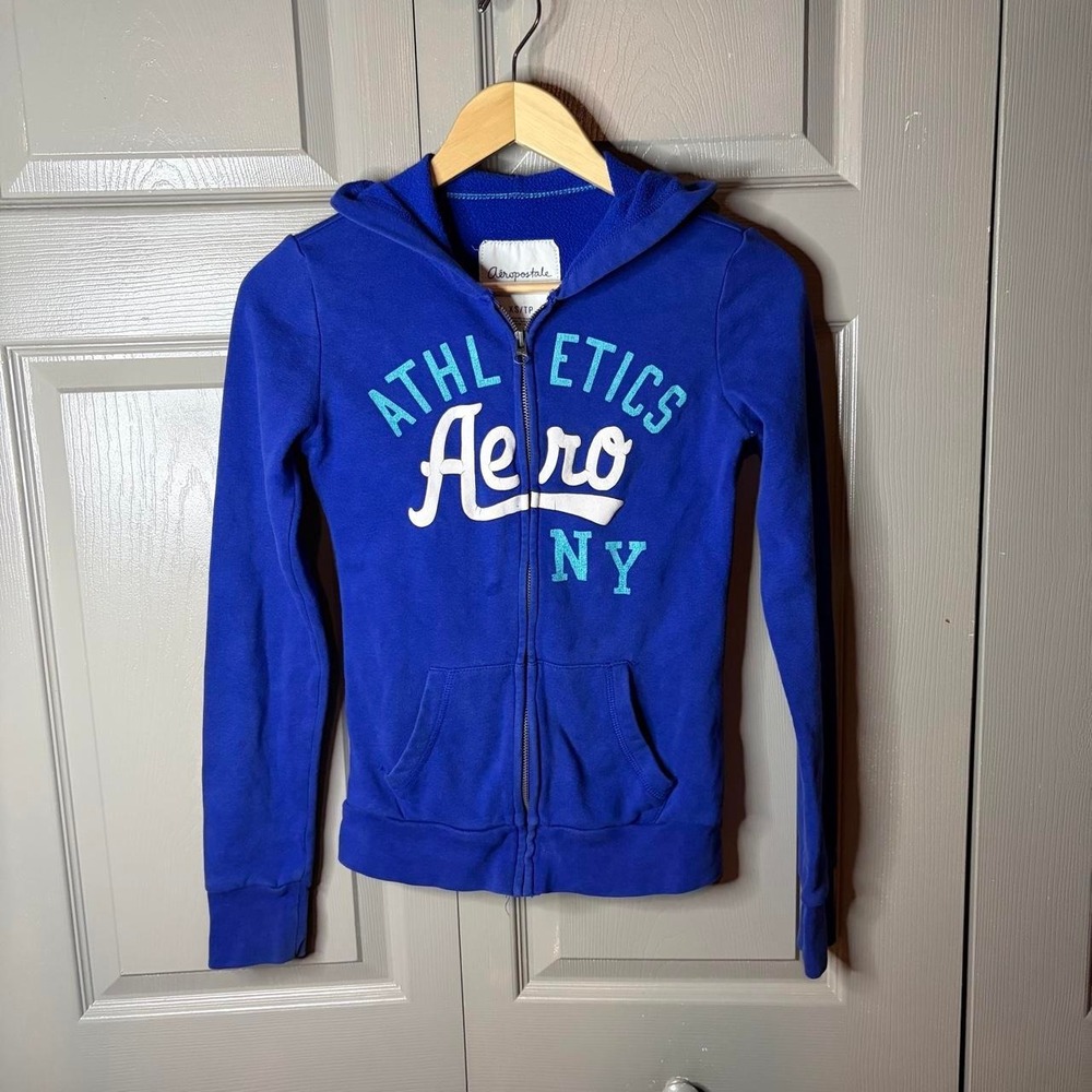 Y2K Aeropostale hoodie‎ Size extra small blue zip up preppy summer